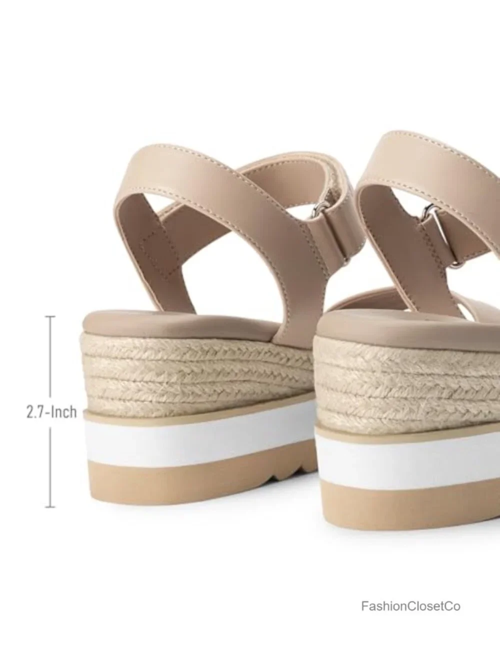 PU Leather Espadrille Wedge Sandals with Cushioned Footbed for Summer